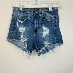 Kendall & Kylie Distressed Blue Jean Shorts